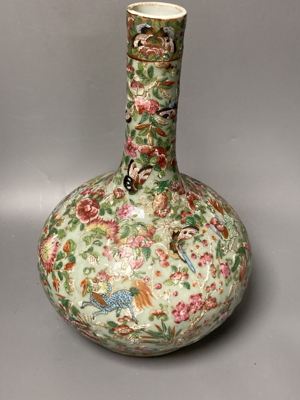 A Chinese blue and white vase & cover, a celadon vase, pair pots & covers,  miniature dish, cast iron bronze an 2 other items